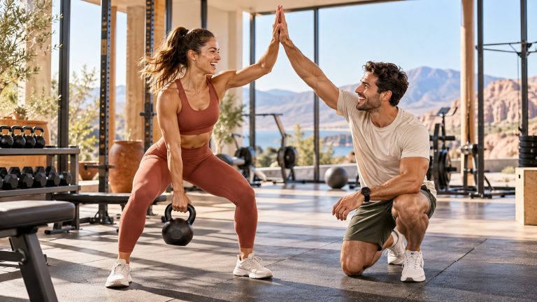 אדם מבוגר מבצע אימון כוח, להמחשת הקשר בין פעילות גופנית ומסת שריר